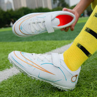 Velcro Children Football Shoes Artificial Lawn Training Shoes Flat Indoor And Outdoor Primary School Students Leather Foot Sports Shoes Wholesale