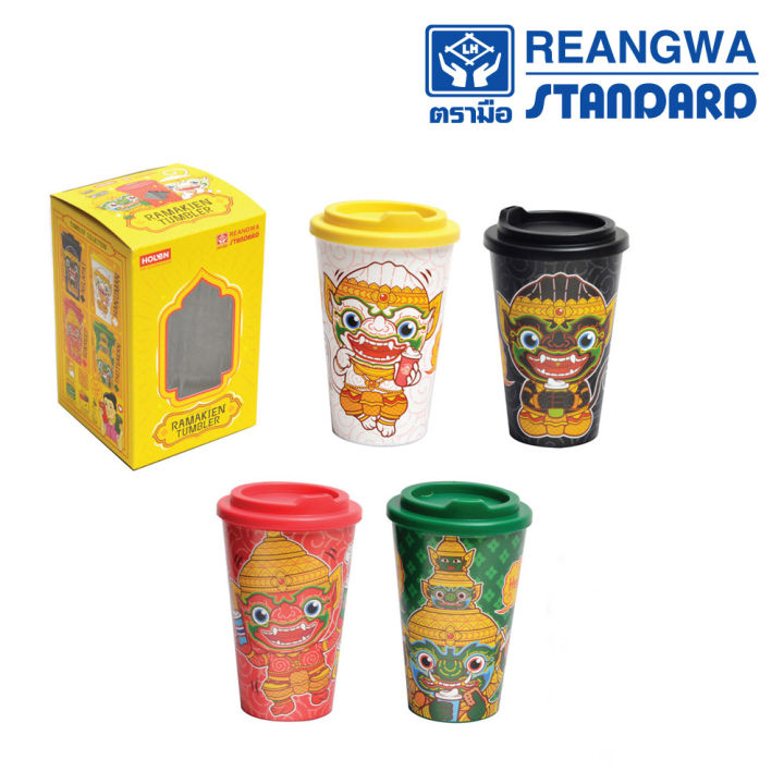 reangwa-standard-แก้วกาแฟร้อน-360-ml-แก้วเครื่องดื่ม-ลายรามเกียรติ์-สีแดง-สุครีพ-rw-6100iml