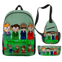 3pcsset Anime E-Eddsworld uni School Bag Backpack Teenager Student Oxford Waterproof Backpack Chest Bag Pencil Case