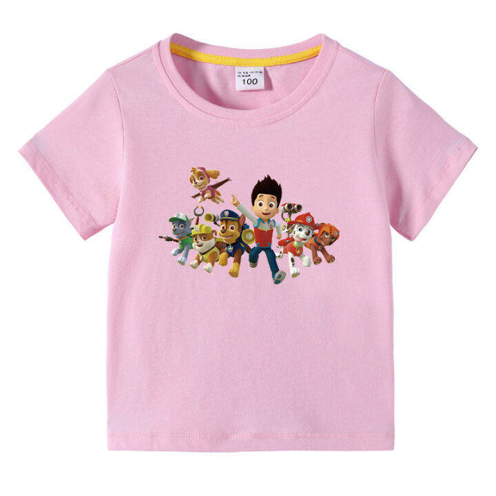 paw-patrol-เสื้อยืดเสื้อแขนสั้นสำหรับเด็กหญิงลายการ์ตูนสำหรับเด็กผู้ชาย-เสื้อคอตตอนพิมพ์ลายการ์ตูนสำหรับเด็กเล็ก0000ฤดูร้อนแขนสั้น