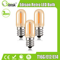 3แพ็ค E12 E14ไฟ LED หลอดไฟ0.6W เชิงเทียนเกลือหลอดไฟโคมไฟ T16วินเทจไส้หลอดไฟแก้วสีเหลืองอำพันขนาดจิ๋วหรี่แสงได้2200K หลอดไฟเอดิสันไฟ LED แสงสีขาวอุ่นสำหรับเปลี่ยนโคมระย้า