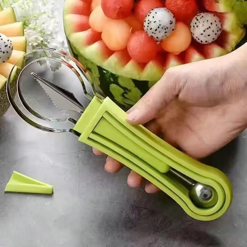 Suuker Melon Baller Scoop Set,Professional 4 In 1 Stainless Steel Fruit  Carving Tools Knife Kit,Fruit Scooper Seed Remover Watermelon Knife for Ice