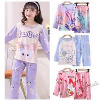 【Ready Stock】 ✌◇ C22 Girls Clothing Children Kids Pyjamas baju baby girl Kids Poly-Cotton Pajamas Girl Nightwear Set Sleepwear Girl Set Pyjamas Suit