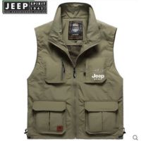 CODDian Zhen JEEP SPIRIT 1941 ESTD Summer Mens Stand Collar Multi-Pocket Vest