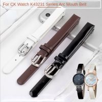 （A New Well Sell ） Genuine Leather Watch Strap for CK K43231 K43232 K43235 K43236 Waterproof Sweat-Proof Soft Comfortable Women Arc Mouth Watchband