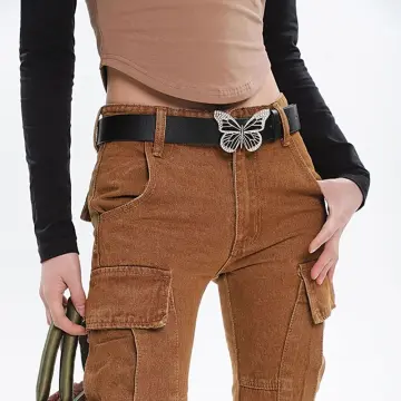 Cheap Leather Dress Waistband Girls Hollow Belts Wide Buckle