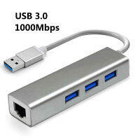 4พอร์ต USB ฮับ3.0 RJ45 101001000Mbps อะแดปเตอร์อีเทอร์เน็ต Rangkaian Kad USB Lan สำหรับ Xiaomi Mi S Pro Set Top