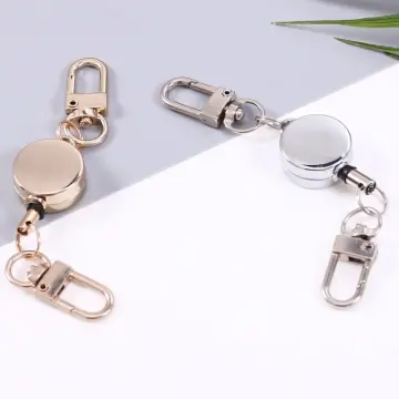 Elastic Steel Wire Pull Keychain Tag Card Holder Recoil Belt Metal