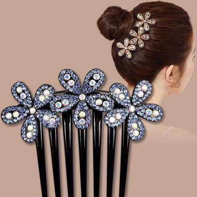 Korean new fashion temperament diamond inlaid hair comb elegant womens headwear exquisite hair accessories