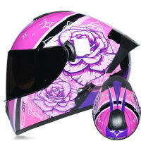 Full Face Helmets Motorcycle Racing Men Women ATV Track Chopper Touring Cruiser Casco Pink Flower Pattern Capacete De Moto