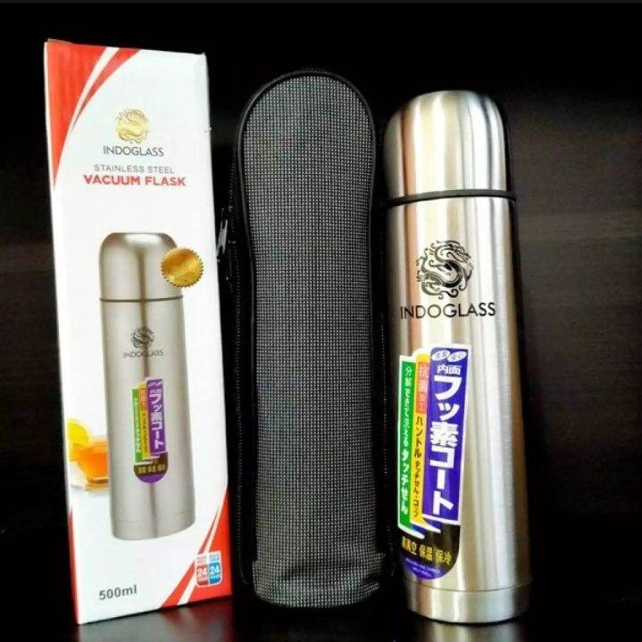 Termos Indoglass Stainless Steel 500&750 ML Free Tas Termos/Vacuum
