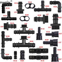 ✱ Garden Irrigation PE Tubing Fitting 16 20 25mm Tee Elbow Equal Threaded Barb Connector End Plug Micro Drip Adapter for Garden