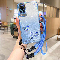 X60เคสสำหรับ Vivo/X60 Pro เคสครอบโทรศัพท์กันกระแทกพลอยเทียมโรสขนาดเล็กเงางาม