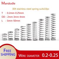 10 Pc 0.2mm 0.25mm 304 Stainless Steel Compression Spring Micro Small Springs OD 2mm/3mm/4mm Length 5mm to 50mm Hardware