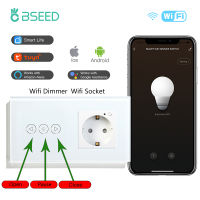 BSEED Wall Light Switches Dimmer Switches Wifi Switch With Smart Sockets EU Standard 16A Alexa Tuya App Control