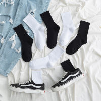 White Athletic Socks New Trend Ins Korean Couple Crew Socks Cotton Casual Autumn Boys Girls Black Running Socks Solid 1 Pair