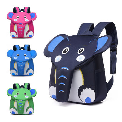 Cartoon childrens backpack Kindergarten 2-5 year old backpack Men and women cute elephant backpack Tide parent-child backpack