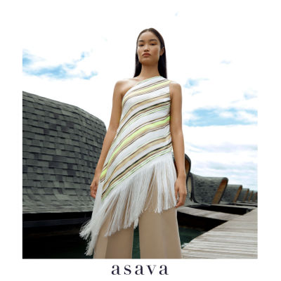 [asava aw21] One-shoulder Fringed Top เสื้อผู้หญิง ไหล่เดียว แต่งพู่