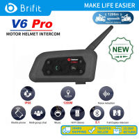 Brifit V6 Pro หมวกกันน็อคมอเตอร์ไซค์ Bluetooth Intercom ชุดหูฟัง DSP เทคโนโลยีตัดเสียงรบกวน IP65 กันน้ำและกันฝุ่น 6 คนพูดคุย Bluetooth Intercom เหมาะสำหรับใช้กับหมวกกันน็อคแบบเต็มหน้า หมวกกันน็อคแบบเปิด และหมวกกันน็อคแบบครึ่งหน้า