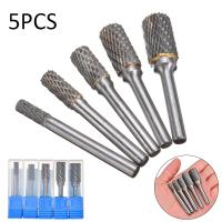 5Pcs 1/4 Tungsten Carbide Rotary Burr Cutter Set For Rotary Tools File Milling Cutter Engraving Bit For Woodworking Metal