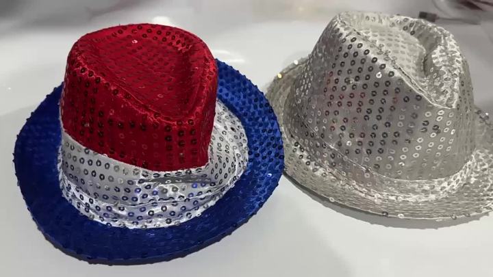 LED Red White & Blue Cowboy Hat