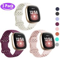 DLTECH 3Pack สายรัดเล่นกีฬาใช้งานร่วมกับ Fitbit Sense/Versa 3,สายนาฬิกาข้อมือฟิตเนสสำหรับผู้หญิงผู้ชายนุ่มกันน้ำ Breathable สายสำรอง