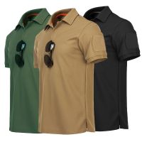 【YF】 Mens Outdoor T-shirt Breathable Combat T Shirt Dry Camping Hiking Tees Lapel short sleeve