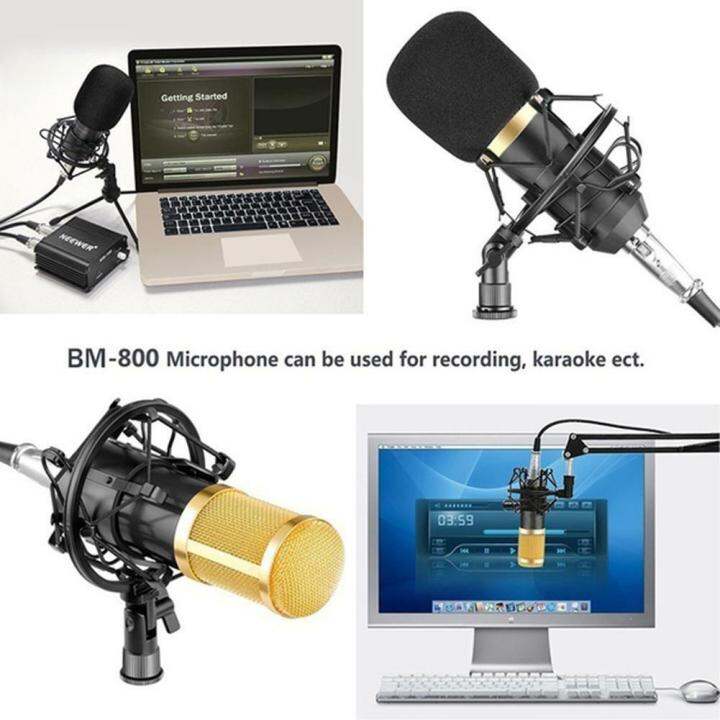 ไมค์-ไมค์อัดเสียง-คอนเดนเซอร์-pro-condenser-mic-microphone-bm800-พร้อม-ขาตั้งไมค์โครโฟน-และอุปกรณ์เสริมusb-โช้คอัพโลหะ