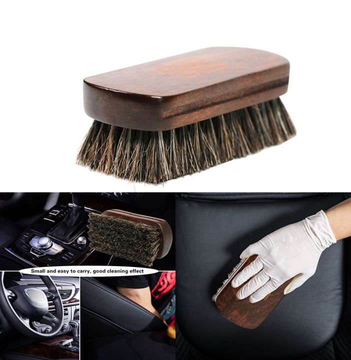 Horsehair Leather Textile Cleaning Brush for Car Interior Furniture Apparel  Bag