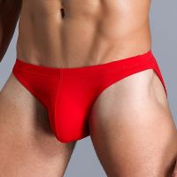 【cw】 MenThongsSilk Panties Low-rise Men T- Back Panties Breathable Low-Waist U-ConvexColorBriefs