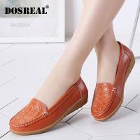 DOSREAL ผู้หญิงรองเท้าหนังแท้รองเท้าหนังรองเท้าส้นสูง Casual FLAT รองเท้าผู้หญิง Loafers นุ่มรองเท้าใหญ่ขนาด 35-41