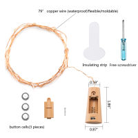6ชิ้นลวดทองแดง LED พวงมาลัยพลังงานแสงอาทิตย์จุกขวดไวน์ไฟคริสต์มาสไฟ LED เชือกพรรคตกแต่งงานแต่งงานโคมไฟ