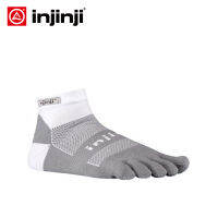 INJINJI Five-finger Cycling Socks MidWeight Mini-Crew Running Marathon Sweat-absorbent Coolmax Breathable Warm Toe heated mens