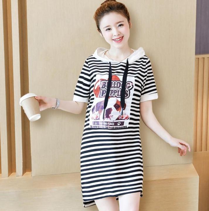 ava-dress-เดรส-ลายน้องหมา-เดรสมีหมวกฮู้ท-เก๋มาก-เกาหลี-แขนสั้น-แฟชั่นเกาหลี-สวยเก๋-ผ้านิ่ม-ใส่สบาย-รหัสสินค้า-135078