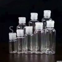 10 Pcs Clear Flip Lid Bottles Cosmetic Sample Containers Travel Liquid Shampoo Refillable Vials Plastic PET 5ml 50ml 60ml 100ml Travel Size Bottles Co