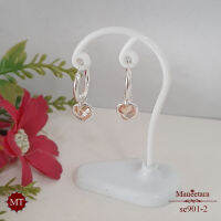 MT ต่างหูห่วงเงินแท้ ตุ้งติ้งหัวใจ CZ สีส้มอ่อน Solid 925 Sterling Silver Earrings (se901-2) MT Jewelry มณีธารา