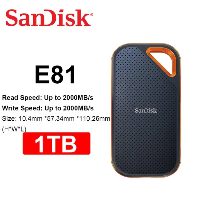 Sandisk SSD E81 E61 E30 E60 Portable Solid State Drive 4TB 2TB 1TB 480G