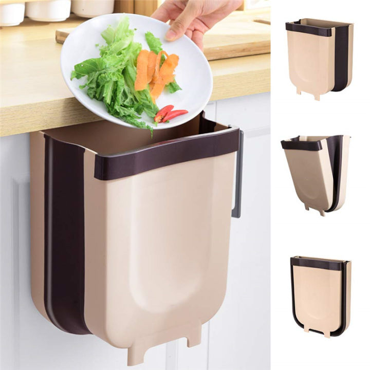 Trash Can with Lid Kitchen Cabinet Door Hanging Trash Can Wall-mounted Trash  Can Bathroom Toilet Trash Storage Box Household