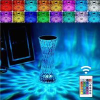 Small Waist Crystal Diamond Table Lamp 16 Color Changing Night Lights Touch Contronl USB Rechargeable Bedside Lamp with Remote Ceiling Lights