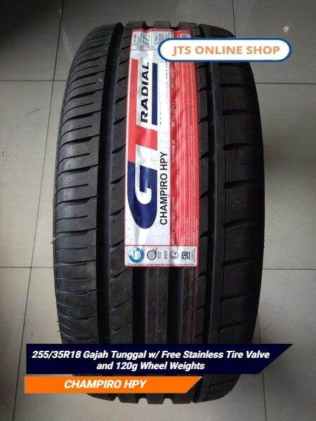 255/35R18 Gajah Tunggal w/ Free Stainless Tire Valve and 120g Wheel ...