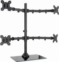 VIVO Black Adjustable Quad Monitor Desk Stand Mount, Free Standing Heavy Duty Glass Base, Holds 4 Screens up to 27 inches (STAND-V004FG)