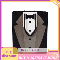 ?【Lowest price】Qearl 5pcs Tuxedo groakomes Paper Gift bags Tuxedo กระเป๋าของขวัญพกพาด้วยมือจับ