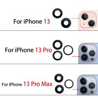 เลนส์กระจกกล้องถ่ายรูปหลังด้านหลังสำหรับ iPhone 13 Pro Max Mini พร้อมสติกเกอร์ Ahesive อะไหล่ใหม่