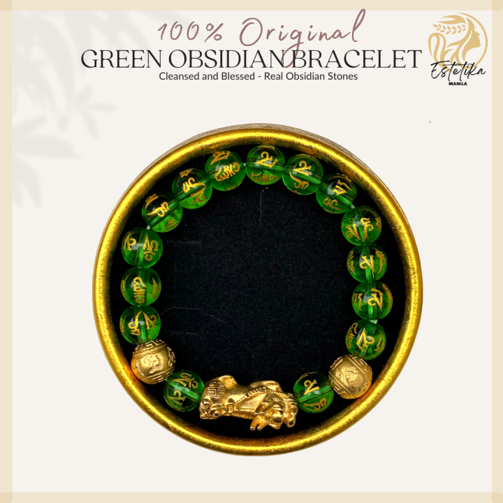 GREEN PIYAO BRACELET Real Obsidian Stone Piyao Lucky Charm 2023 Pixiu Feng Shui Money