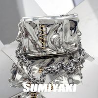 High-end limited edition! SUMIYAKI original liquid metal pleated mini lipstick bag niche design body accessories