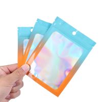 20PCS Thicken Ziplock Bags Holographic Laser Color Plastic Pouch For DIY Jewelry Retail Storage Pouch Zip Lock Bag NO Hole Food Storage Dispensers