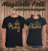 Kaus Pasangan Kaus Emas Print King Queen Pria Wanita Kekasih Cinta 2019 Terbaru Pria Fashion Baru Musim Panas Kaus Kustom S-4XL-5XL-6XL