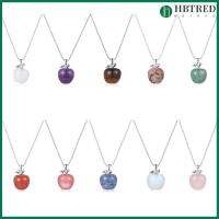 HBTRED ของขวัญรักษาเสน่ห์หินธรรมชาติลูกปัดสายโซ่ Rhodolite Lapis Lazuli สร้อยคอ Apple Liontin Batu ธรรมชาติคริสตัลควอตซ์อเมทิสต์คริสตัลสีขาว