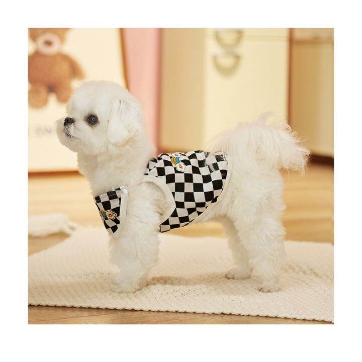 bib-pet-clothes-checkerboard-fashion-brand-vest-pet-dog-cat-summer-clothes-puppy-fadou-teddy-schnauzer-clothing