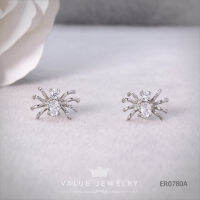 ต่างหูแป้น ฝังคริสตัลกลม ลายแมงมุม Spider ขนาดเล็ก ตุ้มหู เครื่องประดับ ER0780 ValueJewelry